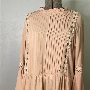 Elegant Dusty Pale Pink Long Sleeve Blouse